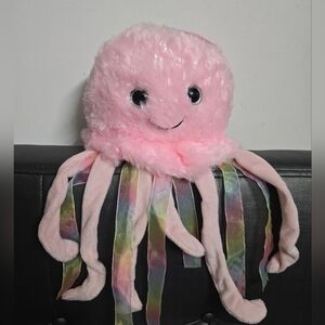 15" Plush Jellyfish Pink With Ribbon Tenticles NWT